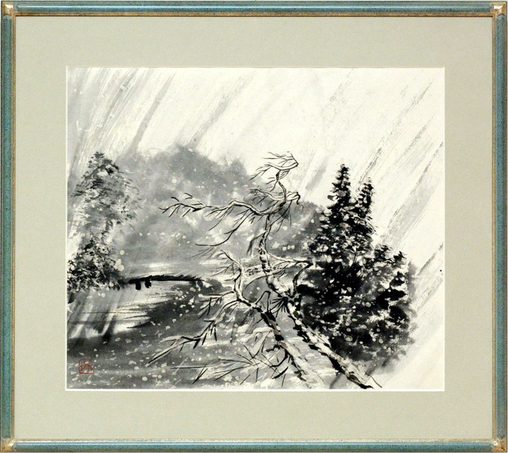 【真作】★絵画★井上けい子　水墨画　風景画　逸品★J186 真作】☆絵画☆井上けい子 水墨画 風景画 逸品☆J186