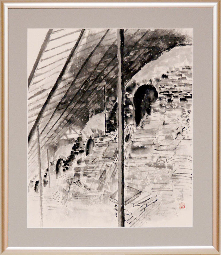 【真作】★絵画★井上けい子　水墨画　風景画　逸品★J186 真作】☆絵画☆井上けい子水墨画風景画逸品☆J186