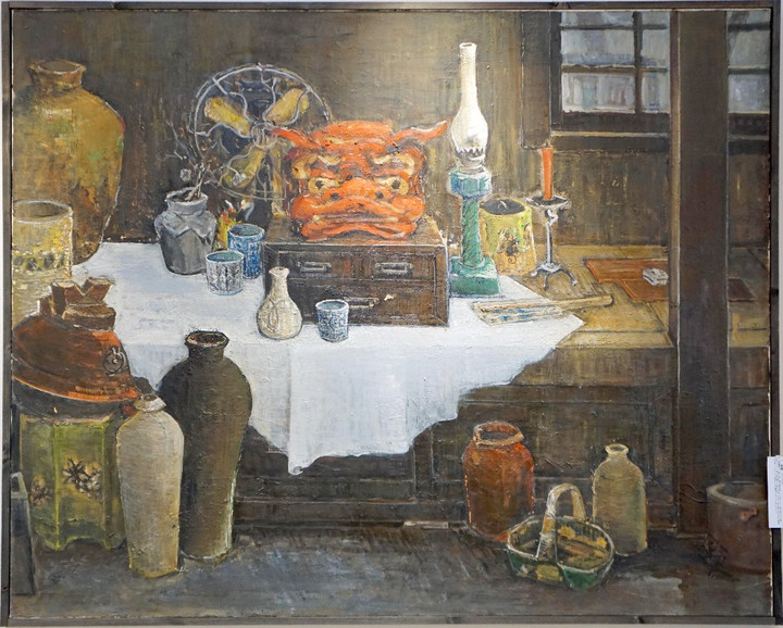 106.「チンドン服姿」髙橋一善 油絵 106.「チンドン服姿」髙橋